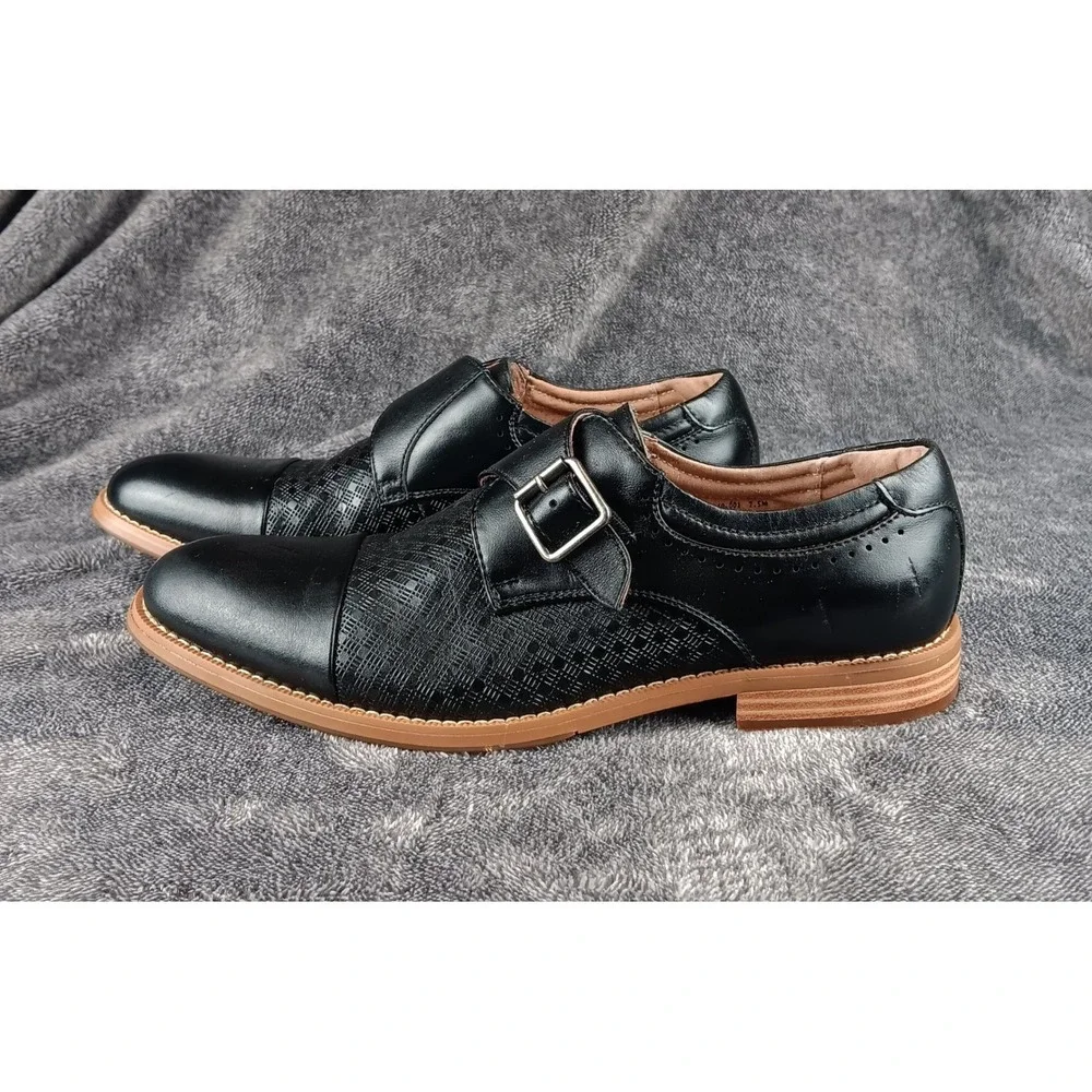 Stacy Adams Mens Black Leather Monk Strap Dress Shoes Size‎ 7.5M